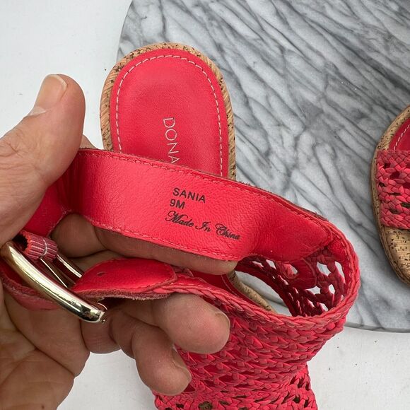 Donald J Pliner Heel Women 9 Sania Cork Caged Stiletto Slingback Pink Buckle - Picture 11 of 13